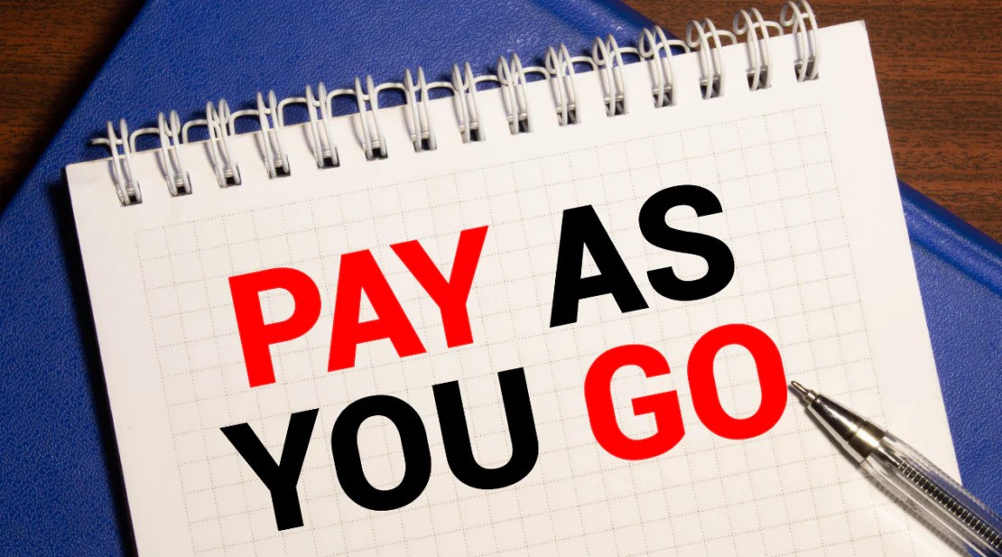 A note that says pay as you go
